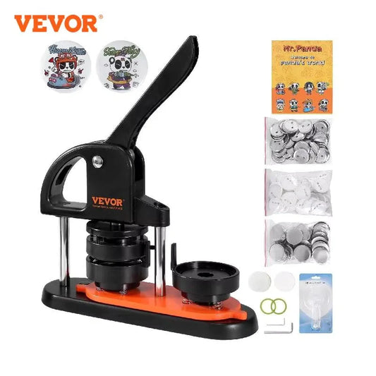 VEVOR Button Maker Machine — 25/32/58mm Pin Maker with Parts, Ergonomic Arc Handle Punch Press Kit