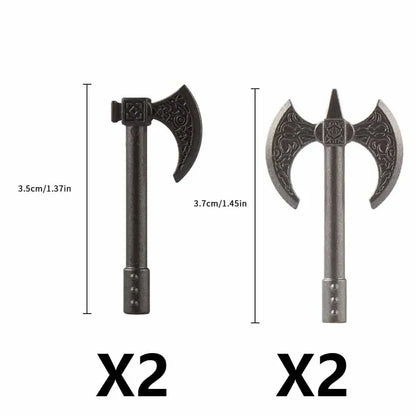 Medieval Figure Weapons Building Blocks Kit – King Sword, Lion Shield, Trident & Double-Edged Axe Battle Toy