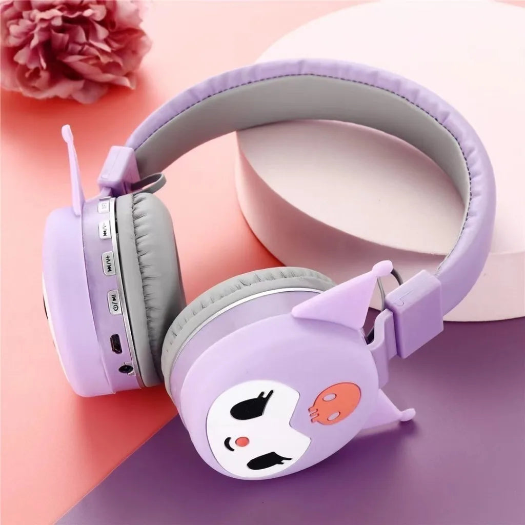 Sanrio Hello Kitty & Kuromi Wireless Bluetooth Headphones – Foldable Lightweight Earphones with Mic for Phones & Laptop