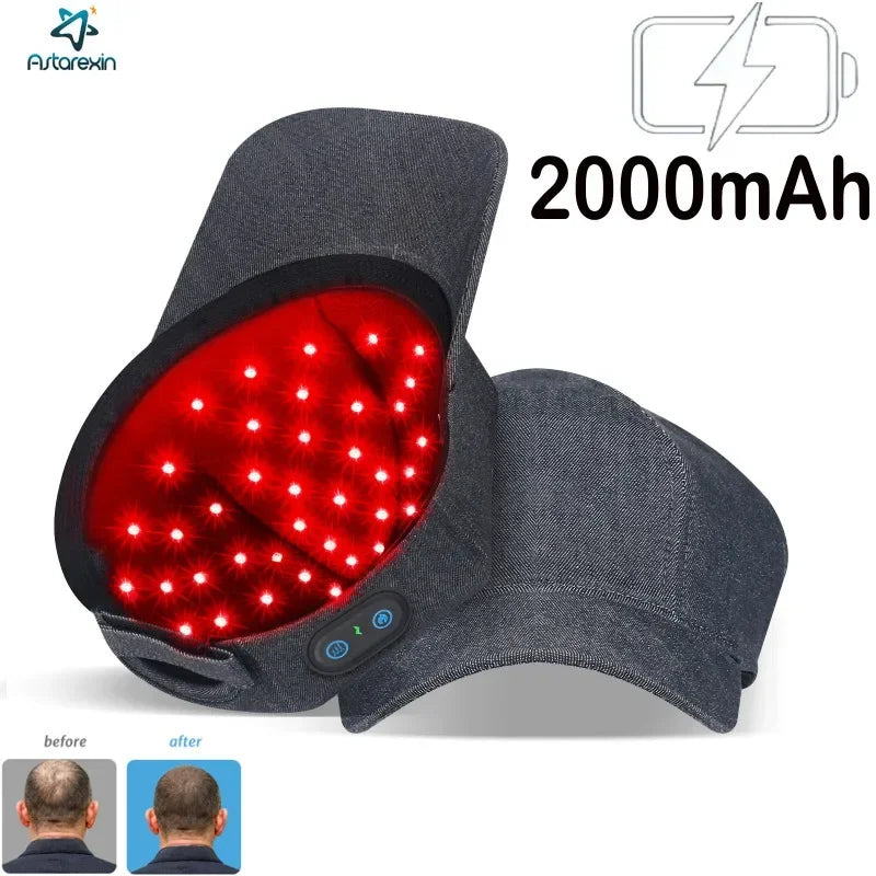 Rechargeable Hair Growth Cap – 2000mAh LED Device for Anti-Hair Loss, Stress & Anxiety Relief, Migraine Reduction, Scalp Massager