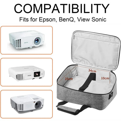 Portable Projector Travel Case – Storage Bag with Accessories Pockets for Doksmeria, Epson, BenQ & ViewSonic