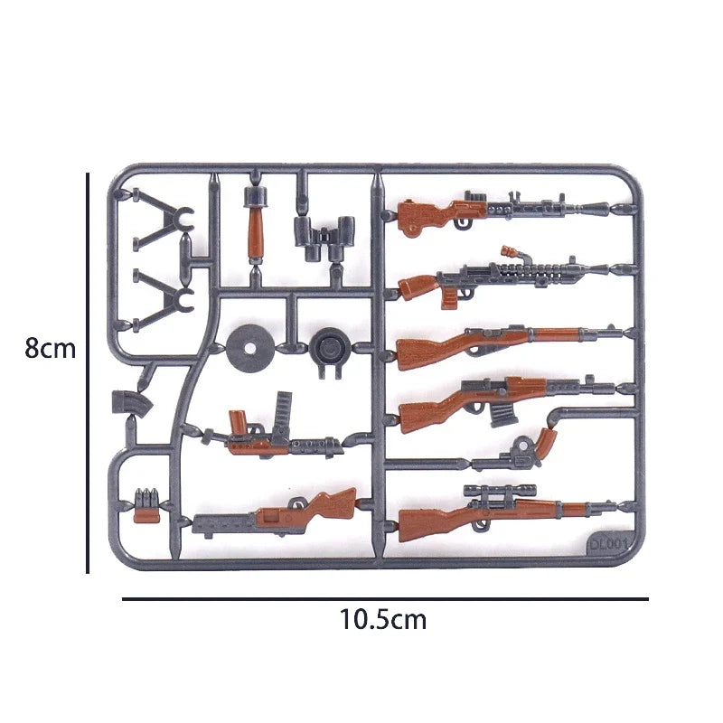 Military Building Blocks Soldier Set - Tactical Weapons Figures with Gatling Gun, Rifle, Mortar & Accessories Toy Kit
