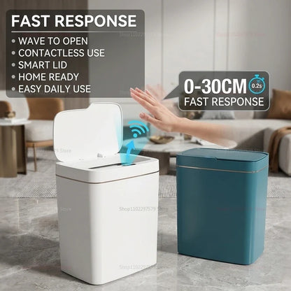 15L Smart Sensor Trash Can - Touchless Automatic Waste Bin for Bathroom, Kitchen & Home