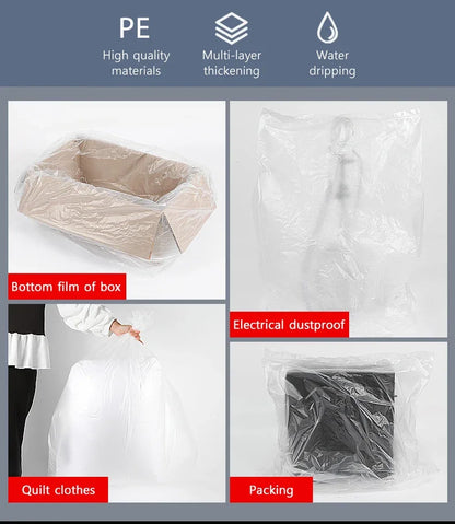 50PCS White Large Plastic Garbage Bags – Thickened Transparent Disposable Storage Bags for Bedding & Household Use