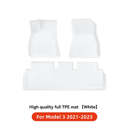 YZ TPE White Foot Pad — Fully-Surrounded Floor Liner for Tesla Model 3 & Model Y (2021–2025) | Waterproof, Non-Slip