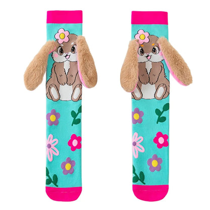 Cute Cartoon Penguin & Koala Knee-High Socks – Breathable 3D Long No-Heel Socks for Kids