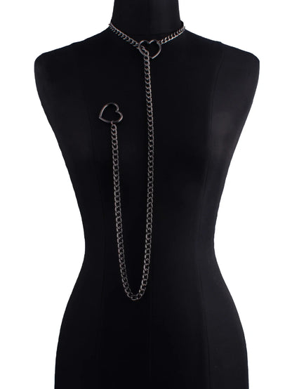 Heart Slip Chain Necklace for Women — Fashion Punk Rock Goth Choker Jewelry Accessory