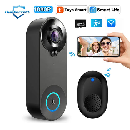 1080P Wireless Video Doorbell Camera – WiFi Smart Doorbell, Tuya Smart Home Security, Motion Detection, Night Vision, Intercom
