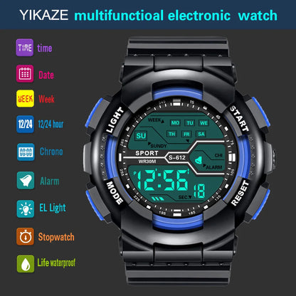 Men's Outdoor Sports Watch – Waterproof LED Military Digital Wristwatch with Luminous Large Screen