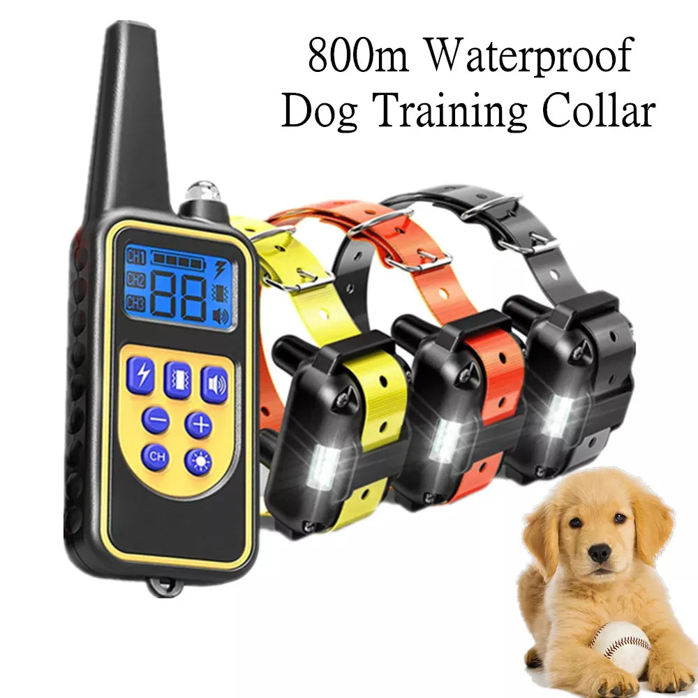 Electric Dog Training Collar: Waterproof Bark Collar with Remote Control, Rechargeable Anti-Barking Device for All Size Dogs