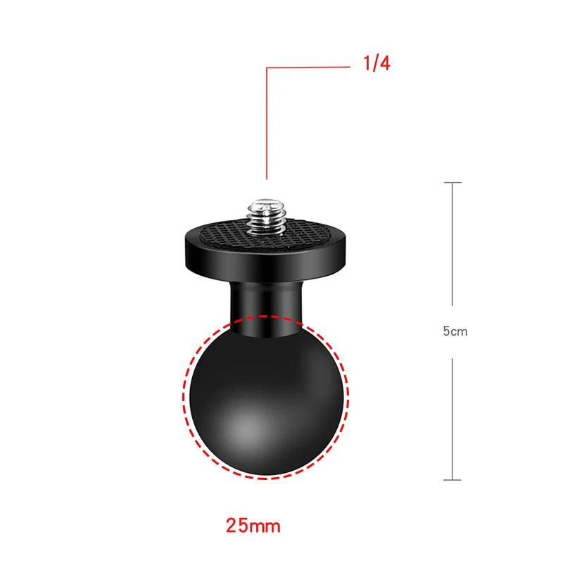1" Ball Head Car & Motorcycle GPS Holder Mount – 10mm Base for GoPro, Yi, Insta360 & Phone Accessories