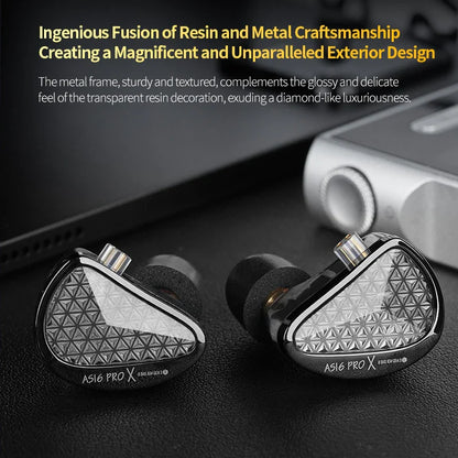 KZ AS16 PRO X In-Ear Headphones — 8 Balanced Armature HiFi Earbuds with Three-Channel Acoustic Duct Structure