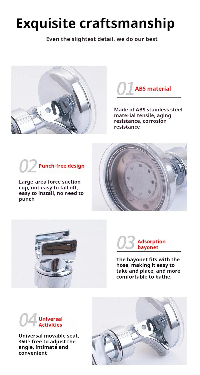 1-4PCS Adjustable Shower Rack — Strong Suction Cup Wall Mount Holder for Handheld Shower Heads