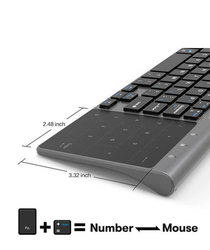 Slim 2.4G Wireless Keyboard with Touchpad — USB Numeric Keypad for Android, Windows, Desktop, Laptop & TV Box