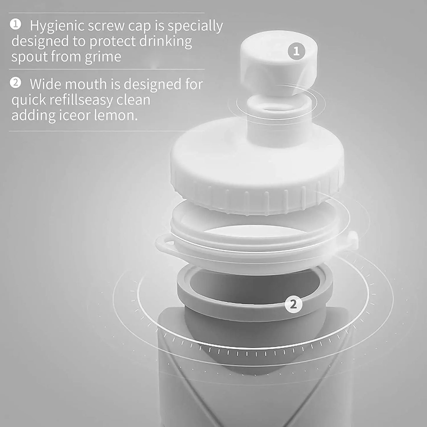 Stay Hydrated Anywhere: 600ML Silicone Folding Water Cup - Collapsible & Leakproof Water Bottle for Travel, Gym, Camping, Hiking - Portable Sports Kettle Drinkware