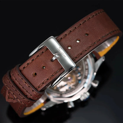 Sugess Pilot Men’s Chronograph Watch — Original ST1901 Mechanical Movement, Sapphire Crystal, Waterproof Racing Strap