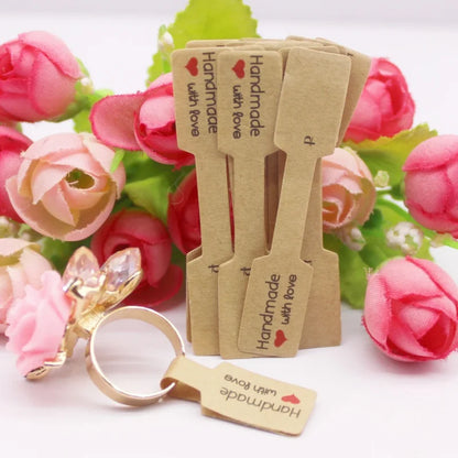 100PCS Multi-Style Ring Price Labels — White & Kraft Jewelry Tag Stickers 6×1.2cm