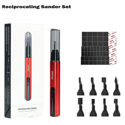 USB Electric Reciprocating Sander Pen – Mini Sanding Tool with 3 Heads & Self-Adhesive Sandpaper for Precision Craft Work