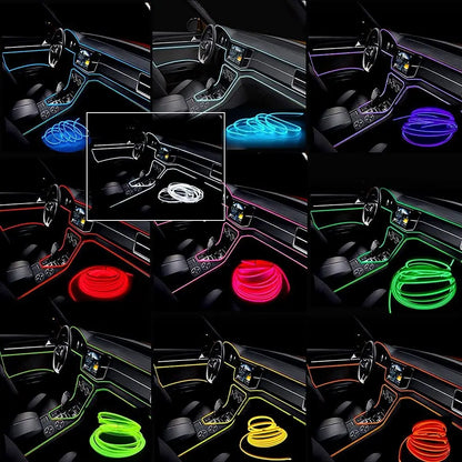 5M Car Interior LED Strip Light - USB Flexible Neon Ambient Lighting for Auto DIY Decoration