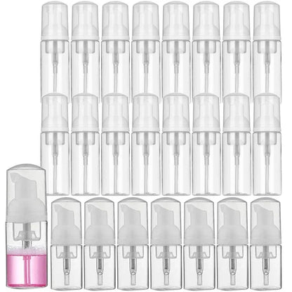 30 Pcs Plastic Foam Pump Bottles - 30ml/50ml/60ml/100ml Empty Face Cleaner & Cosmetic Dispensers, Refillable Soap & Hand Sanitizer Bottles