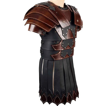 Medieval Greek & Roman Gladiator Armor – PU Leather Cuirass Shoulder & Chest Plate for Viking Warrior, Knight Cosplay & LARP Costume