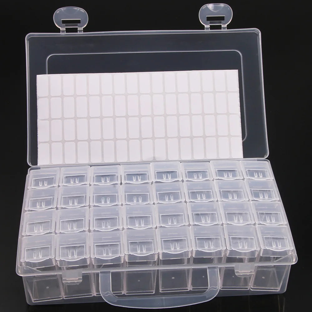 Plastic Storage Box with 28/32/48/56/64 Slots – DIY Diamond Painting Beads, Charms & Jewelry Accessories Organizer