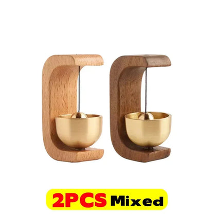 Wireless Doorbell with Solid Wooden Design - Magnetic Brass Wind Chimes, Jingle Bell Pendant for Entrance & Home Decor