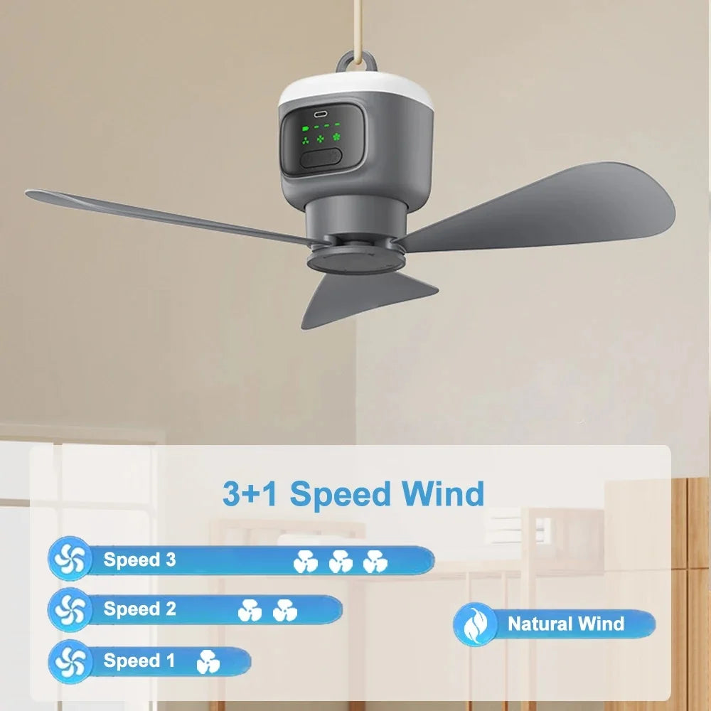 12000mAh Portable Ceiling & Camping Fan – Outdoor Tent Air Circulator and Cooling Ventilator