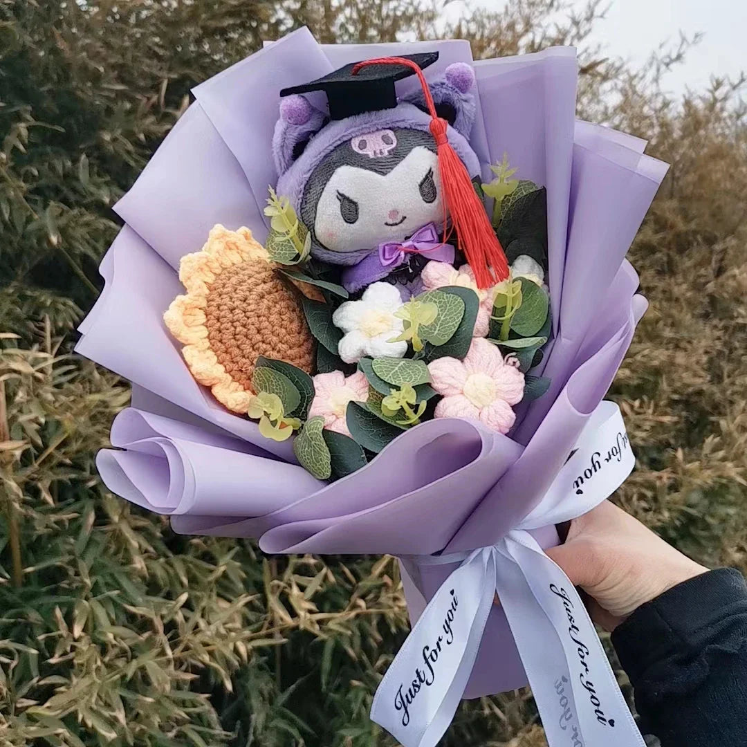 Hello Kitty Plush Bouquet — Anime Rose Soap Flowers for Wedding & Home Decor