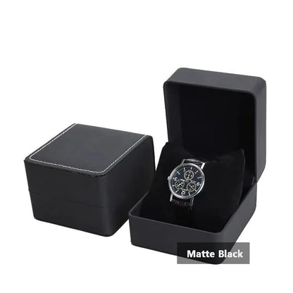 Lnofxas Black Single Watch Gift Box — PU Leather Wristwatch Display Case with Pillow, Organizer for Men