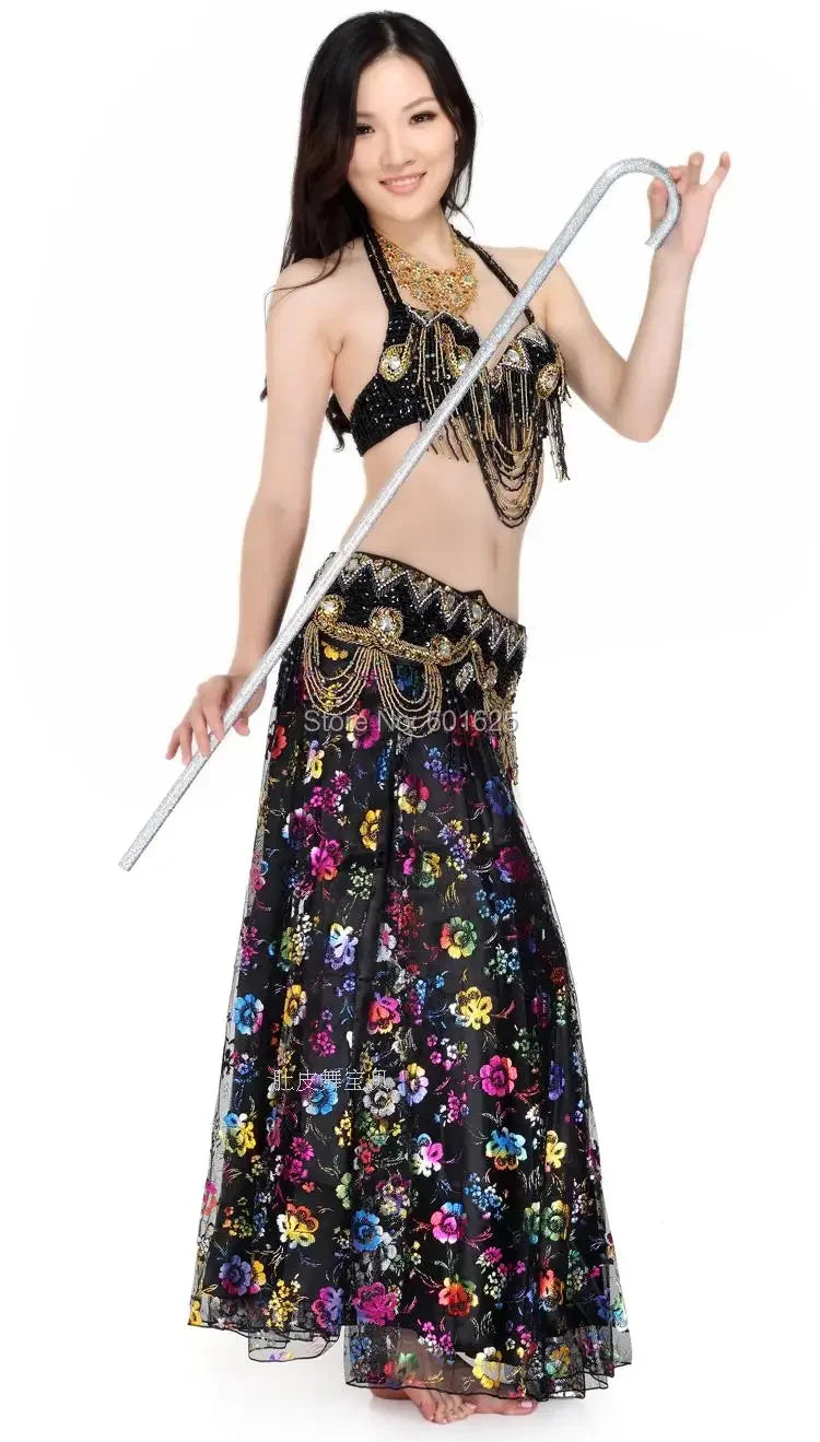 Sexy Belly Dance Costume Set for Women – 2-Piece Bra & Belt Outfit for Sizes 34D/DD,36D/DD,38/D/DDD,40B/C/D,42D/DD
