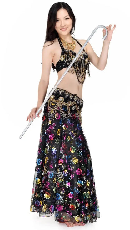 Sexy Belly Dance Costume Set for Women – 2-Piece Bra & Belt Outfit for Sizes 34D/DD,36D/DD,38/D/DDD,40B/C/D,42D/DD