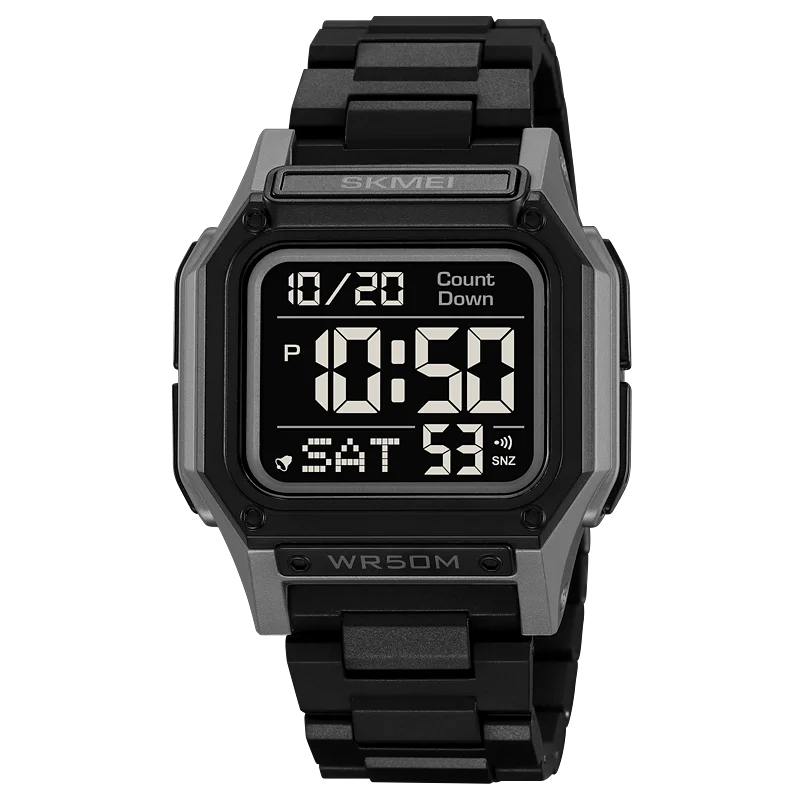 SKMEI Men’s Waterproof Sport Watch – Digital Wristwatch with Countdown, Stopwatch & Dual Time Display