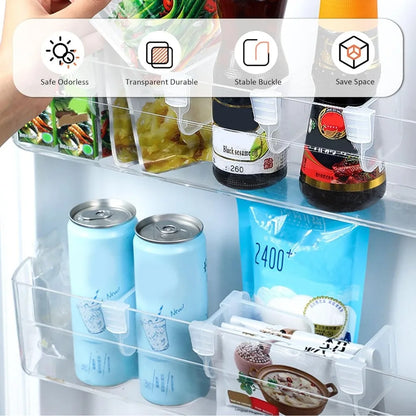 8/12/16 Pc Adjustable Refrigerator Storage Divider – Snap-On Fridge Door Shelf Organizer Bins, Plastic Container Separator