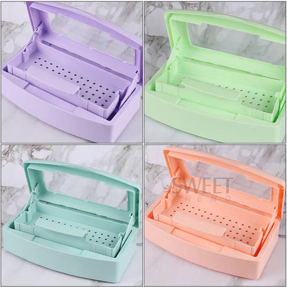 Nail Sterilizer Disinfection Box Pink | Manicure Metal Tool & Tweezers Sterilizer Tray for Salon