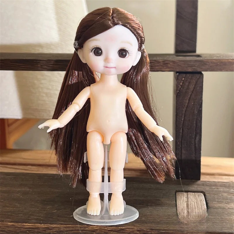 16CM Articulated Doll — 3D Simulation Eyes, 13-Joint Multi-Expression Little Girl Toy