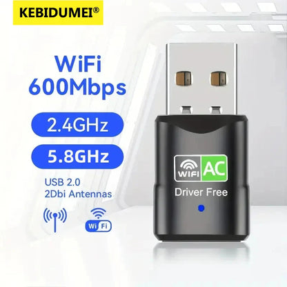 600Mbps USB WiFi Adapter – Dual Band 2.4GHz/5GHz WiFi Dongle, 802.11AC Wireless Network Card for PC