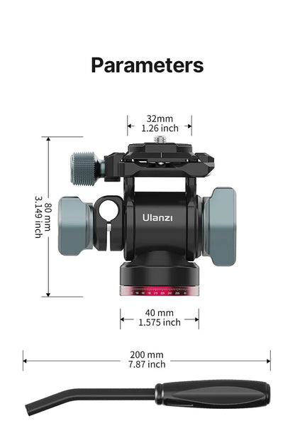 Ulanzi U-190 Panoramic Tripod Head – Hydraulic Fluid Video Damping Head for DSLR, Monopod & Mobile Camera Stand