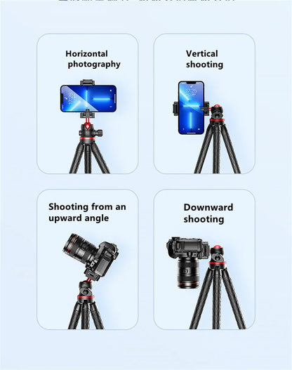 BSLIUFANG 2025 Flexible Octopus Tripod – 2-in-1 Phone & Camera Tripod with Side Cold Shoe & 1/4'' Screw for DSLR, Smartphone