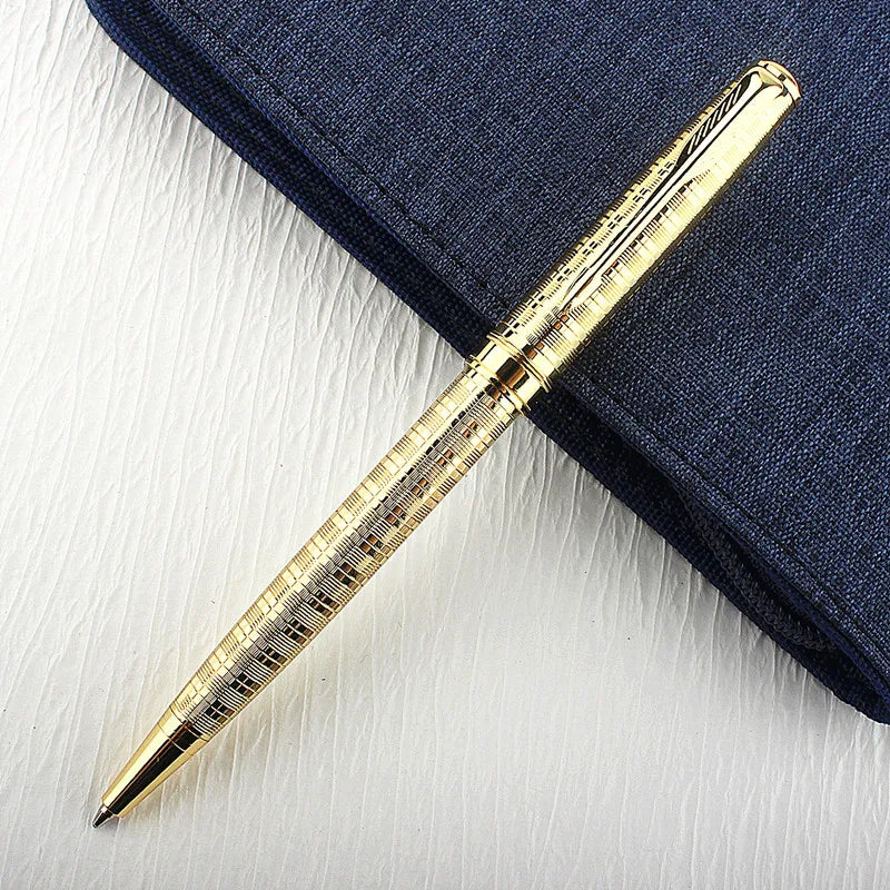 Luxury 0.7mm Metal Rollerball Pen – Blue Ink Gold Steel Signature Pen for Office & School Writing