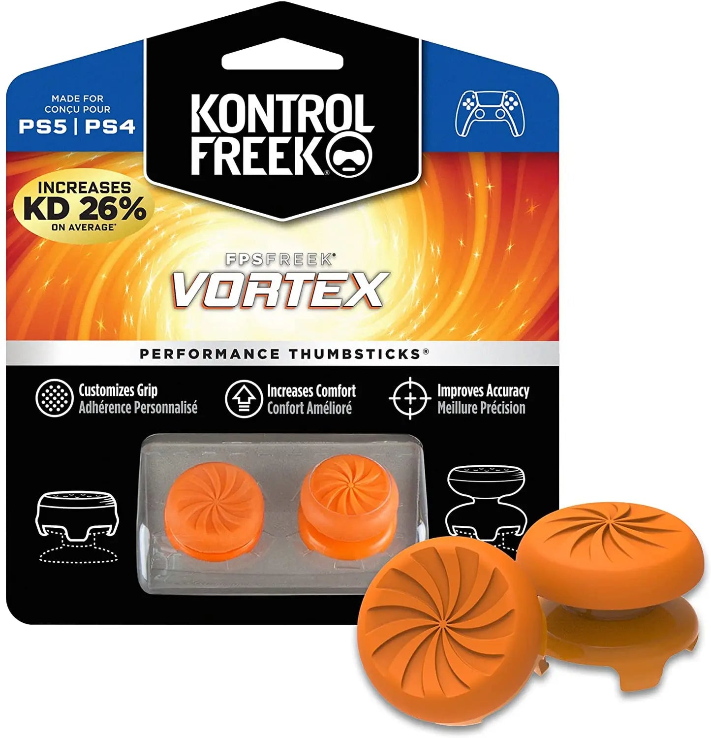 2PCS Performance Thumb Grip Caps — Silicone Analog Stick Covers for PS4 & PS5 Controllers