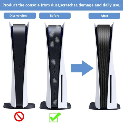 Carbon Fiber Skin Sticker Decal Cover for PS5 Disk Edition - Protective Skin for PlayStation 5 Console, Game Accessories