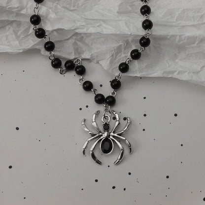 Gothic Bat Cross Necklace Set - Y2K Thorn Love Black Beaded Layered Jewelry for Halloween Parties