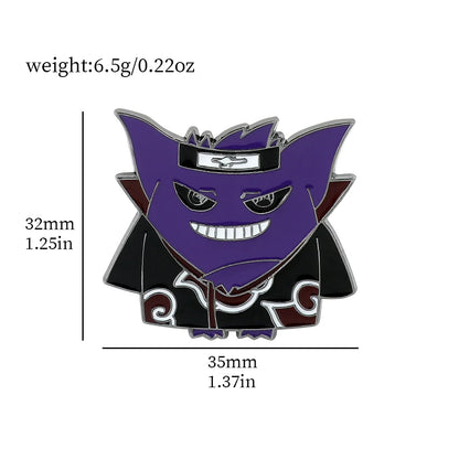 Gengar Cartoon Enamel Brooch — Anime Lapel Pin for Backpack Accessories, Fan Collection & Jewelry Gift