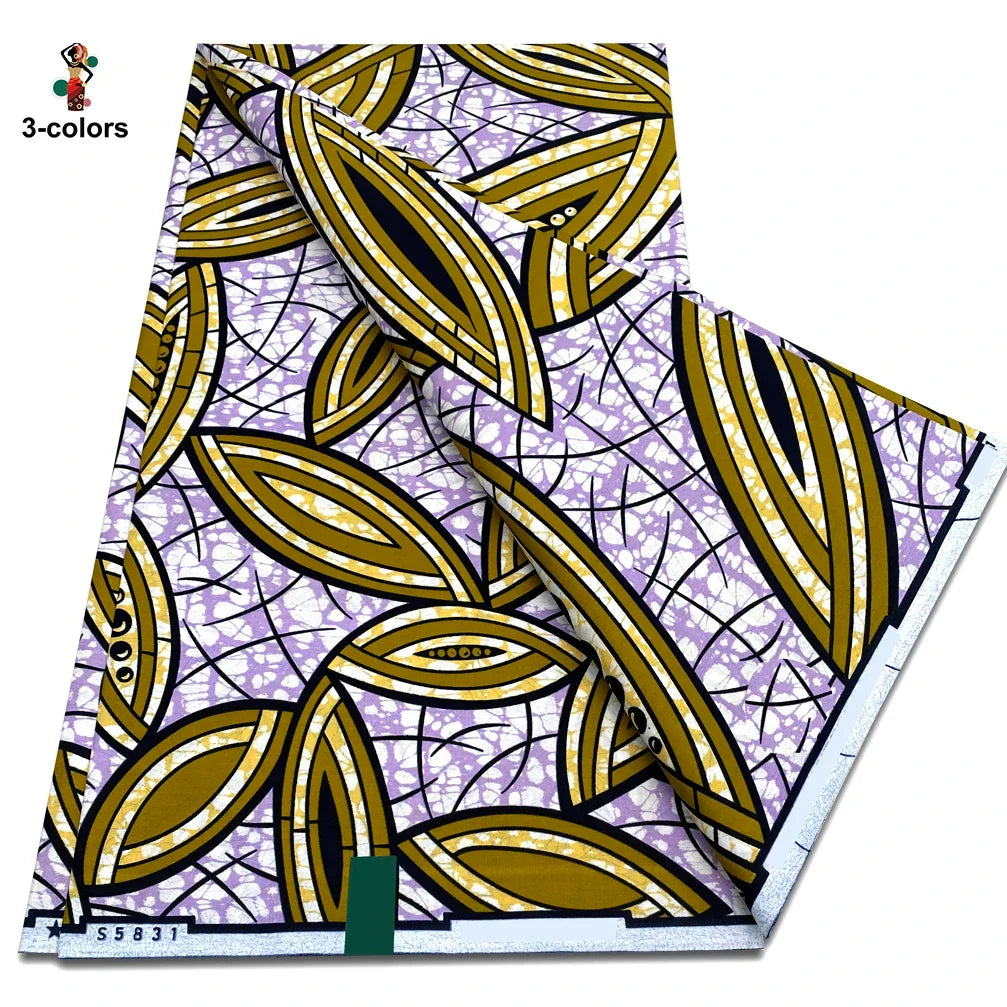 African Ankara Wax Fabric - 100% Cotton Soft Pink Pagne Fashion Print