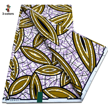African Ankara Wax Fabric - 100% Cotton Soft Pink Pagne Fashion Print