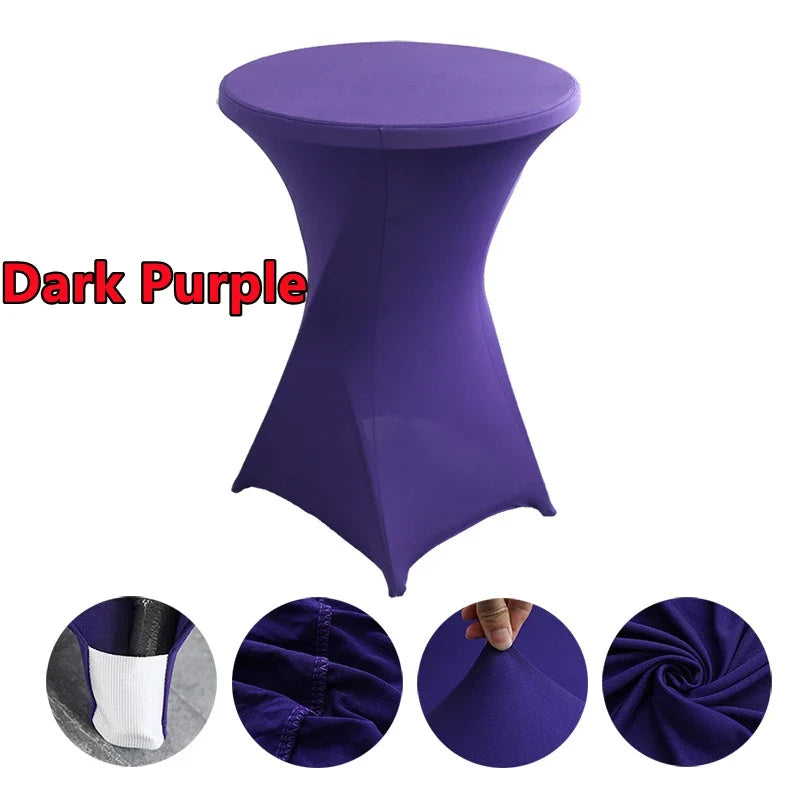 Spandex Round Tablecloth - Stretch Elastic Cocktail Table Cover for Wedding, Party, Hotel & Event Decor
