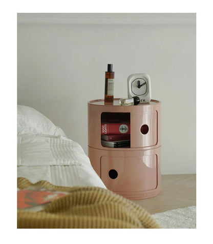 Nordic Round Bedside Table – Mini 2/3/4/5 Layer Cute Storage Cabinet, Creative Living Room & Bedroom Furniture
