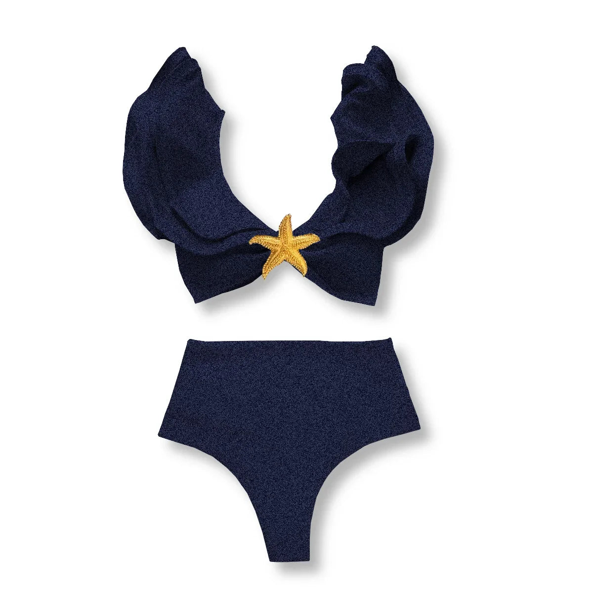Sporlike V-Neck Ruffled Bikini Set – High Waist Sexy Printed Two-Piece Swimsuit for Women 2025