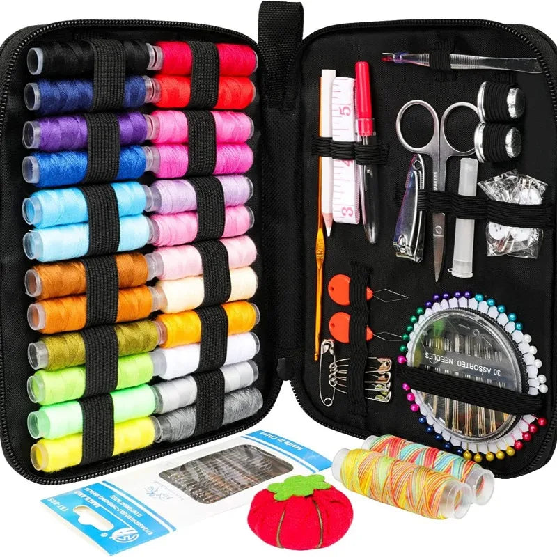 Complete Sewing Kit – Portable Travel DIY Embroidery & Handwork Set with Threads, Needles, Scissors, Tape Measure & Buttons